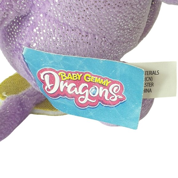 Baby Gemmy Dragons Plush Purple 7" Stuffed Glittery Wings Horns - Picture 8 of 9